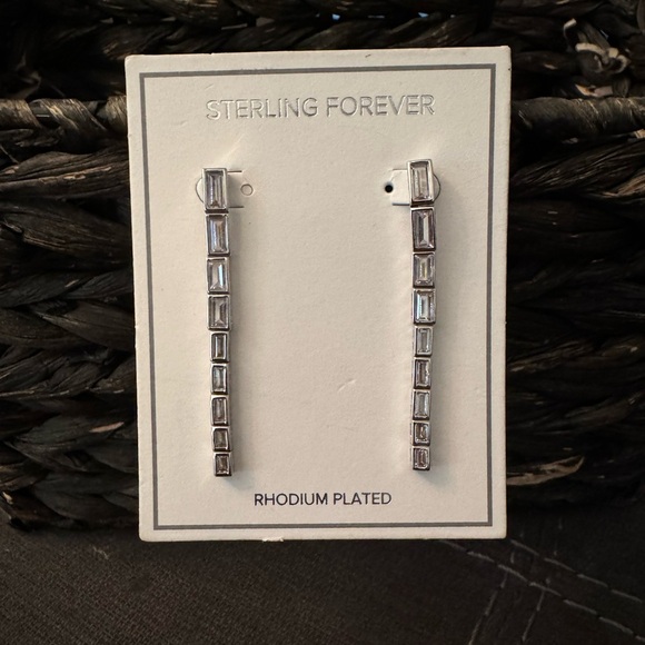 NWT: Sterling Forever BIANCA CZ Sleek Dangle Drop Earrings - Picture 9 of 9